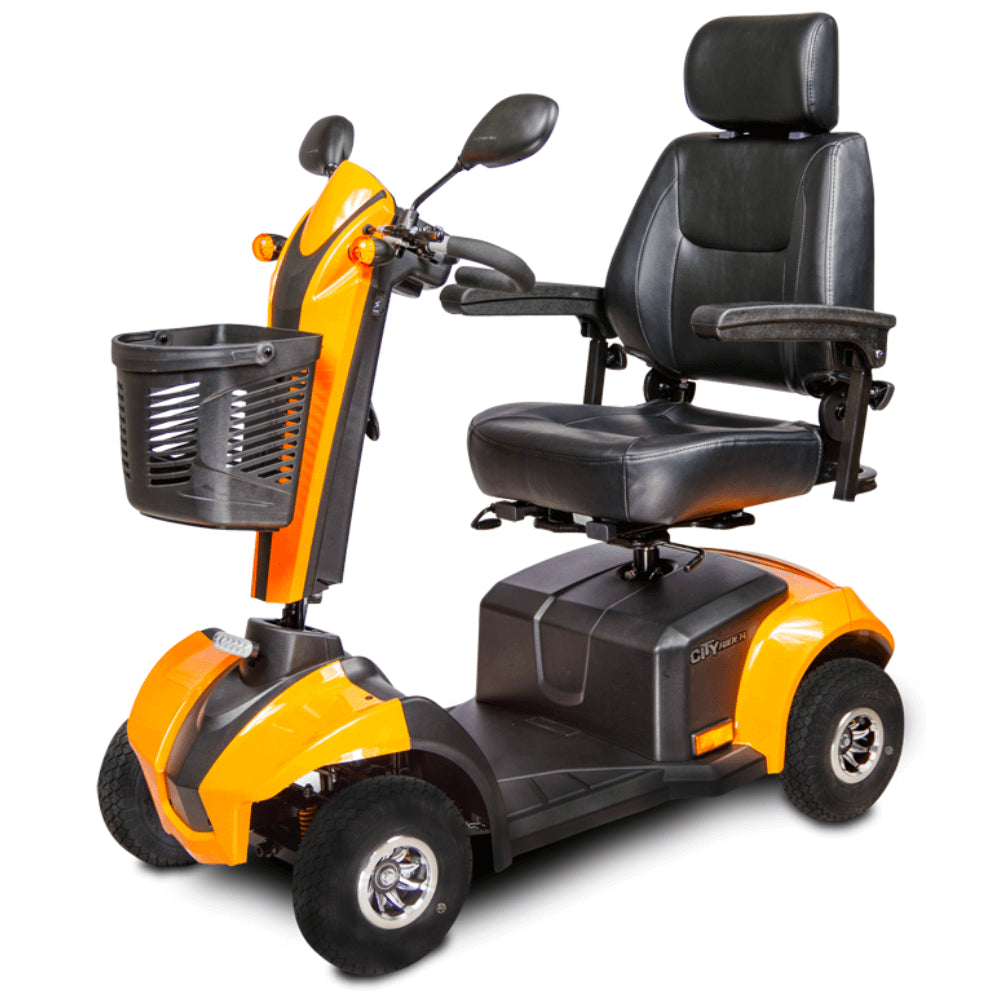 Sunset Orange EV Rider CityRider 4 Wheel Mobility Scooter - Angled View