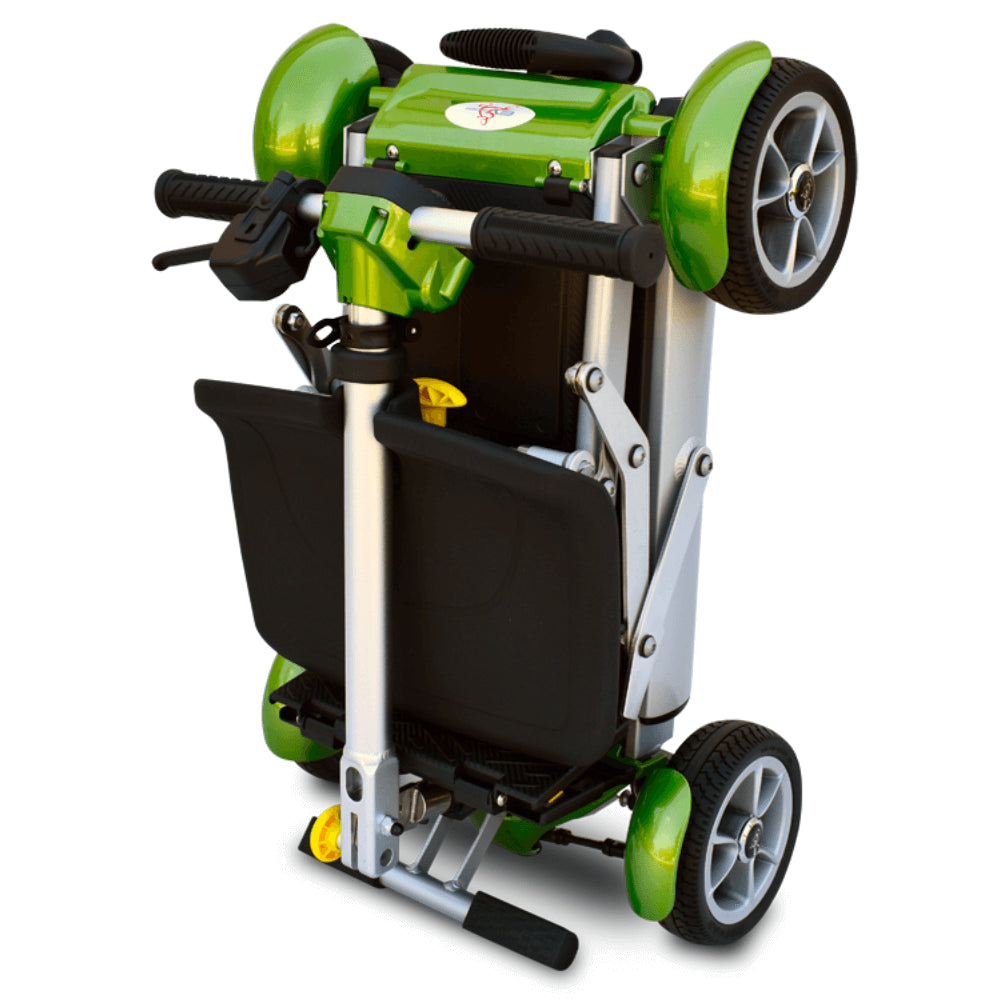 Pearl Green EV Rider Gypsy Q2 Foldable Lightweight Mobility Scooter Folded - Standing Position