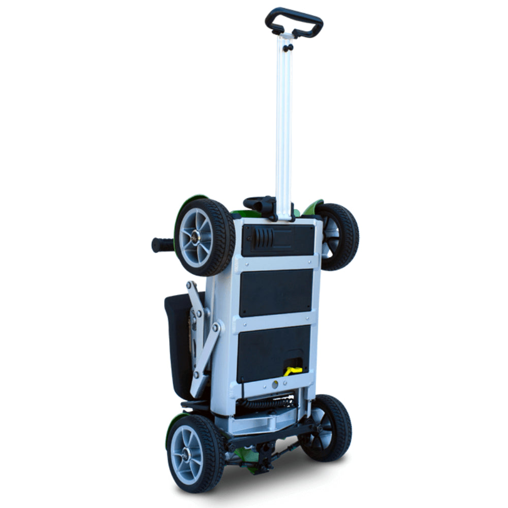 Pearl Green EV Rider Gypsy Q2 Foldable Lightweight Mobility Scooter Folded - Standing Position