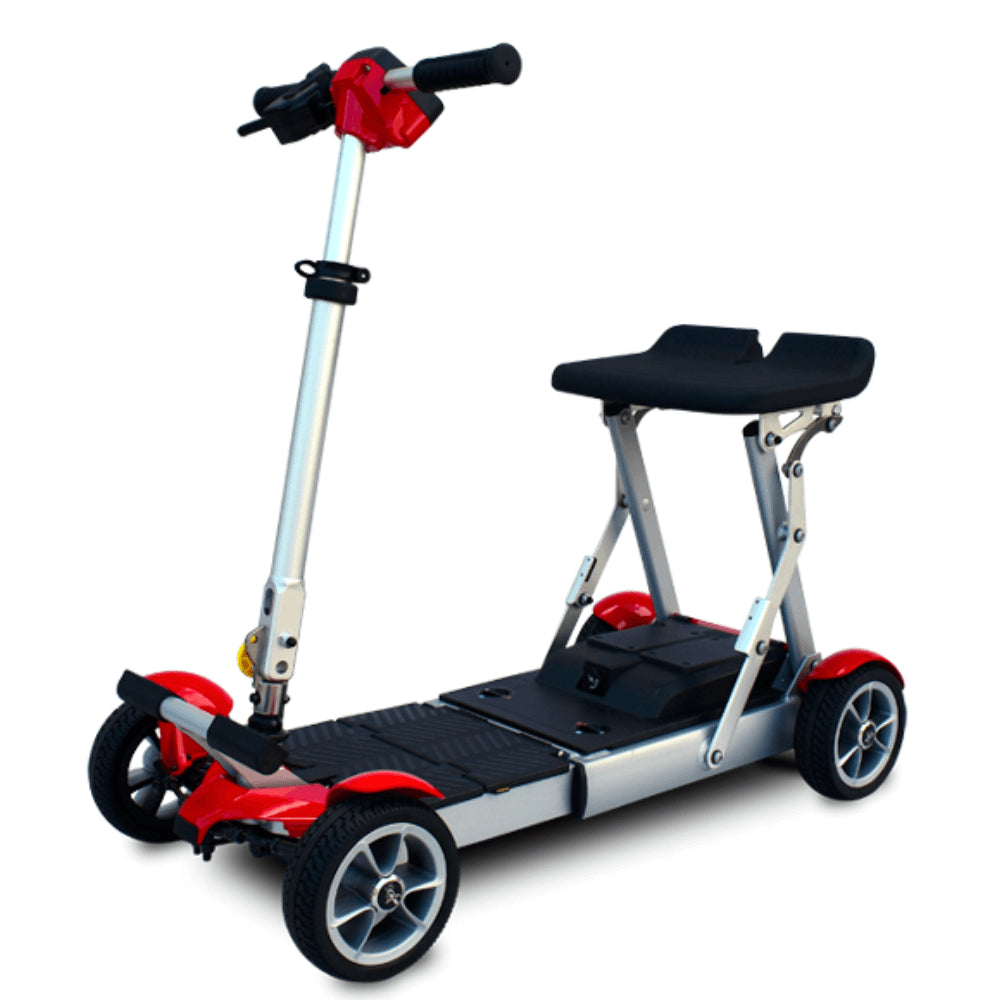 Red EV Rider Gypsy Q2 Foldable Lightweight Mobility Scooter - Angled View