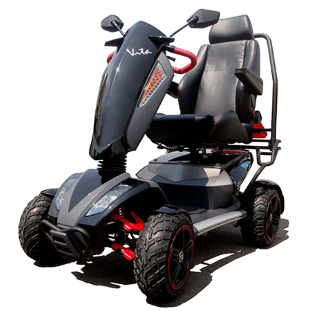 Black EV Rider Heartway S12X Vita Monster Mobility Scooter - Angled View