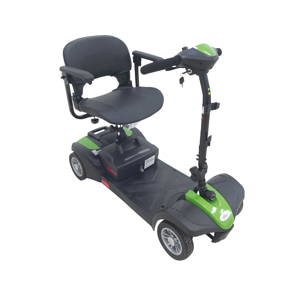 Pearl Green EV Rider MiniRider Lite Travel Mobility Scooter - Angled View