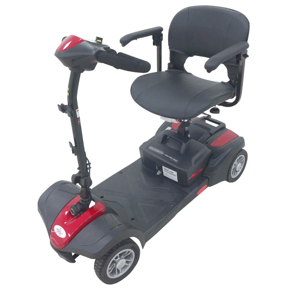 Red MiniRider Lite Portable Mobility Scooter Open Box - Angled View