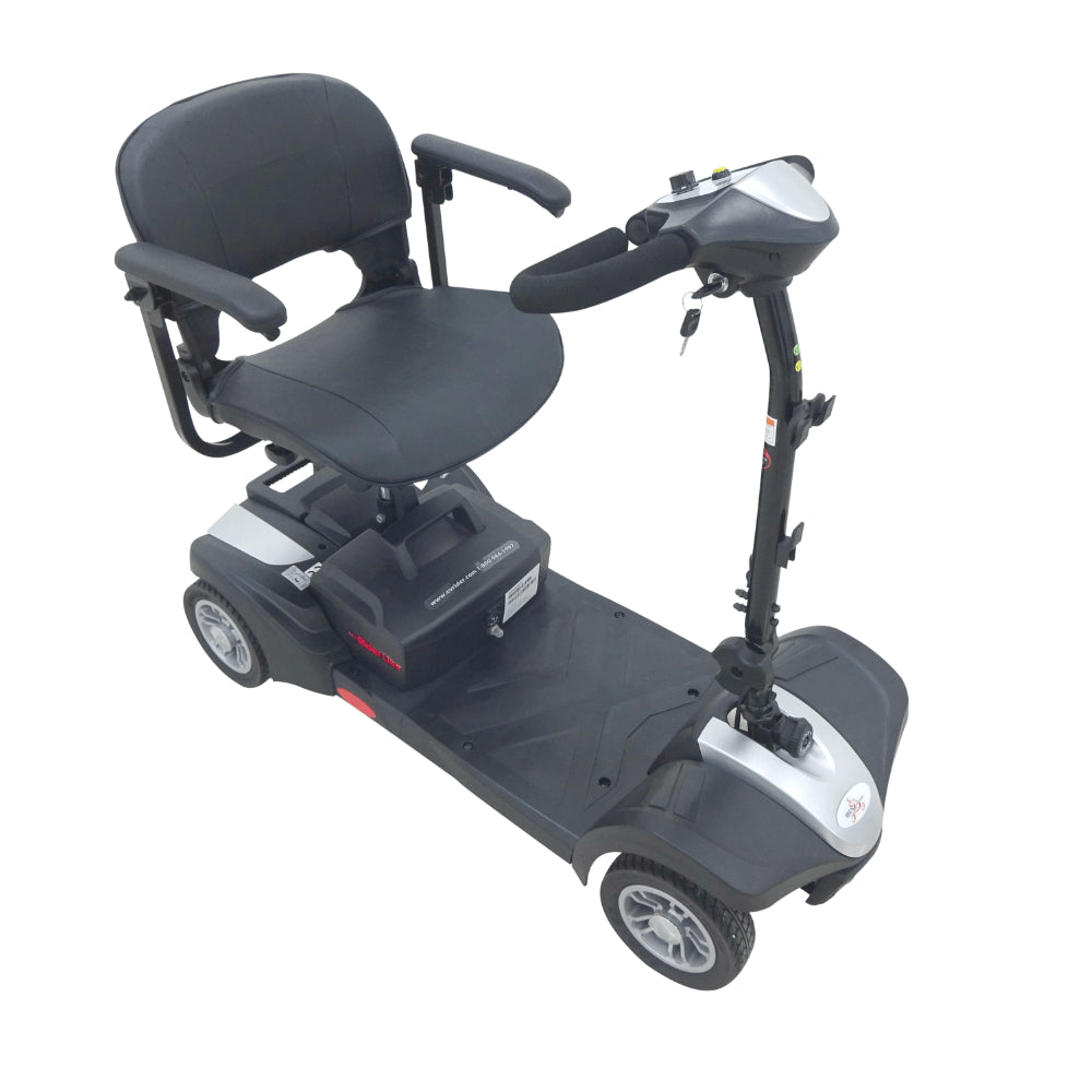 Silver MiniRider Lite Portable Mobility Scooter Open Box - Angled View