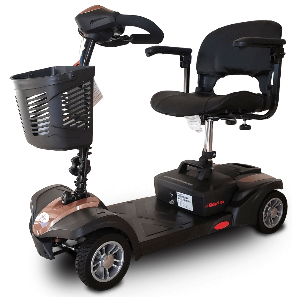 Rose Gold MiniRider Lite Portable Mobility Scooter Open Box - Angled View