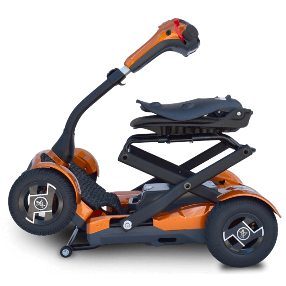Metallic Gold EV Rider TeQno Automatic Folding Mobility Scooter - Semi Folded