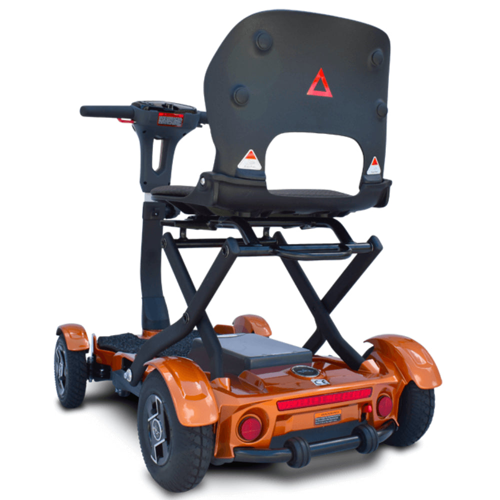 Metallic Gold EV Rider TeQno Automatic Folding Mobility Scooter - Rear Side View