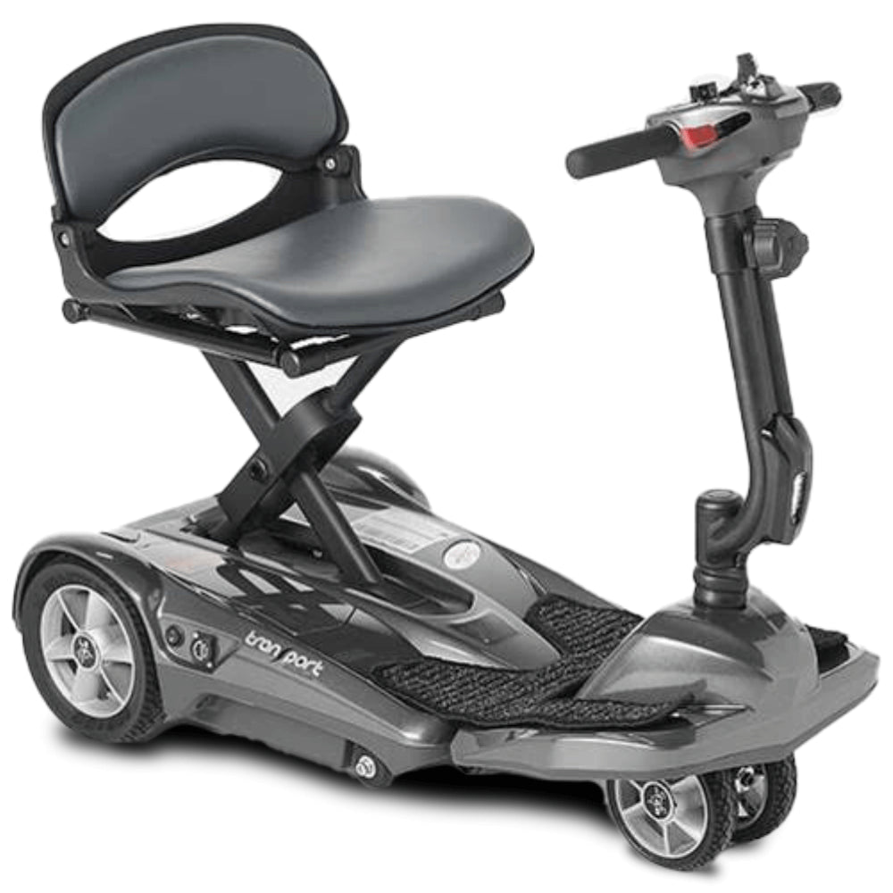 Silver EV Rider Transport AF+ Automatic Folding Mobility Scooter - Angled View
