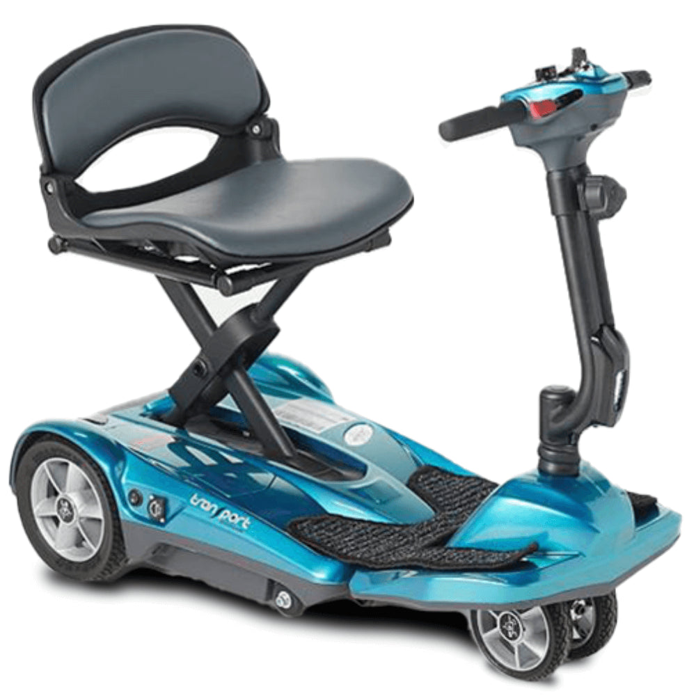 Blue EV Rider Transport AF+ Mobility Scooter Open Box - Angled View