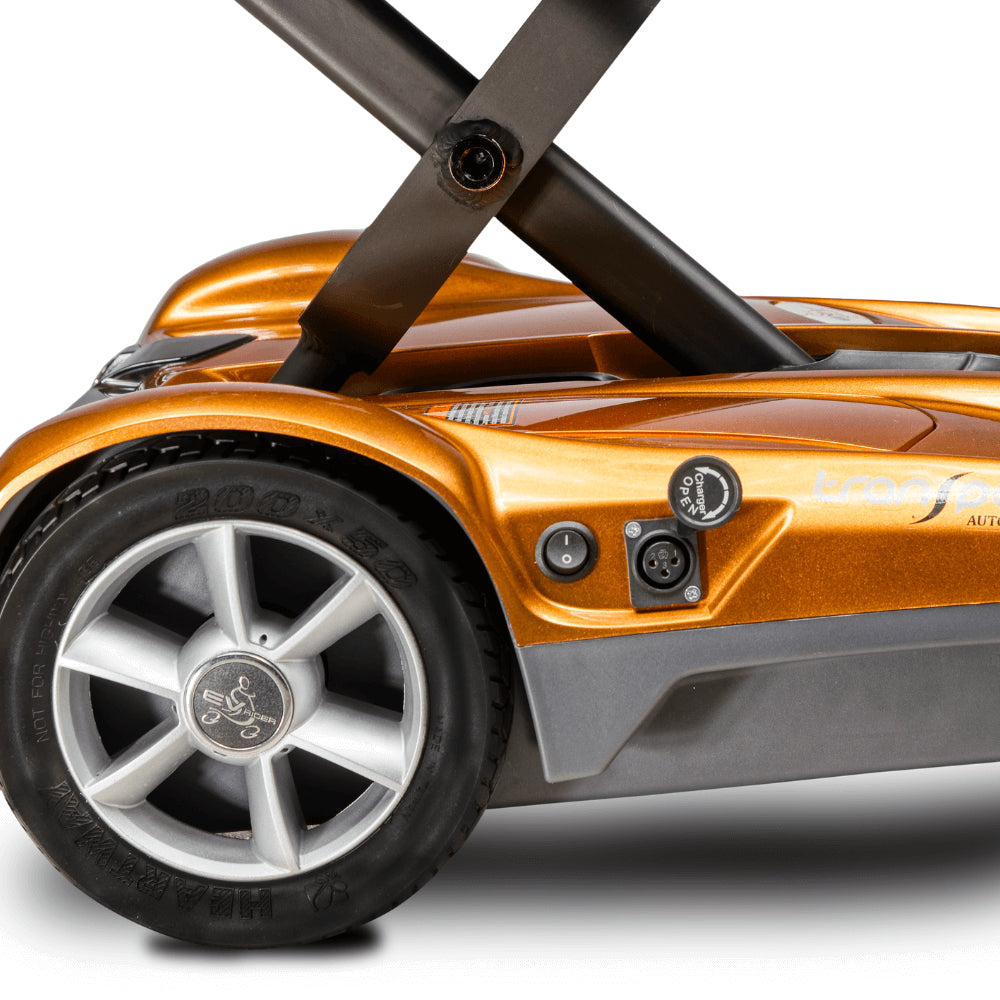 Copper EV Rider Transport AF+ Mobility Scooter Open Box - Wheels Close-up View