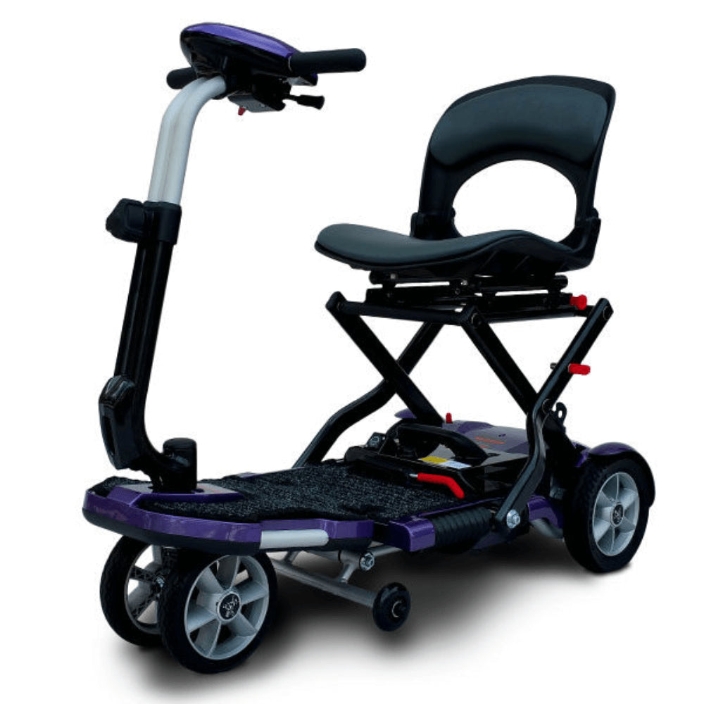 Open Box EV Rider Plum Transport Plus Foldable Mobility Scooter - Angled View