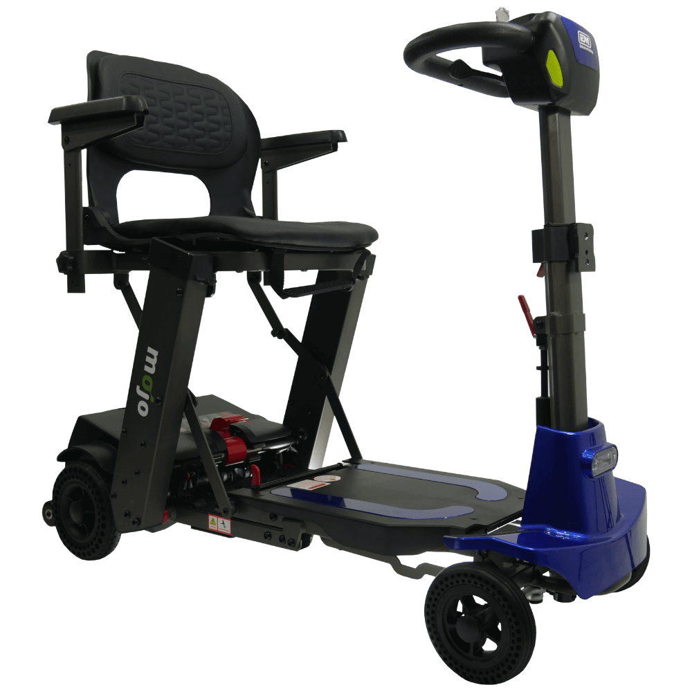 Enhance Mobility Mojo MJ100 Mobility Scooter Blue Angled View