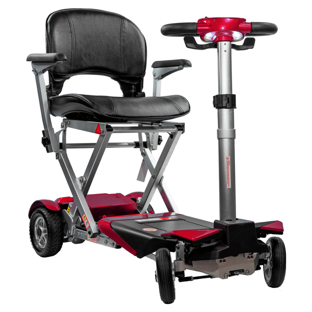 Enhance Mobility Transformer 2 S3026 Automatic Folding Mobility Scooter Red Angled View