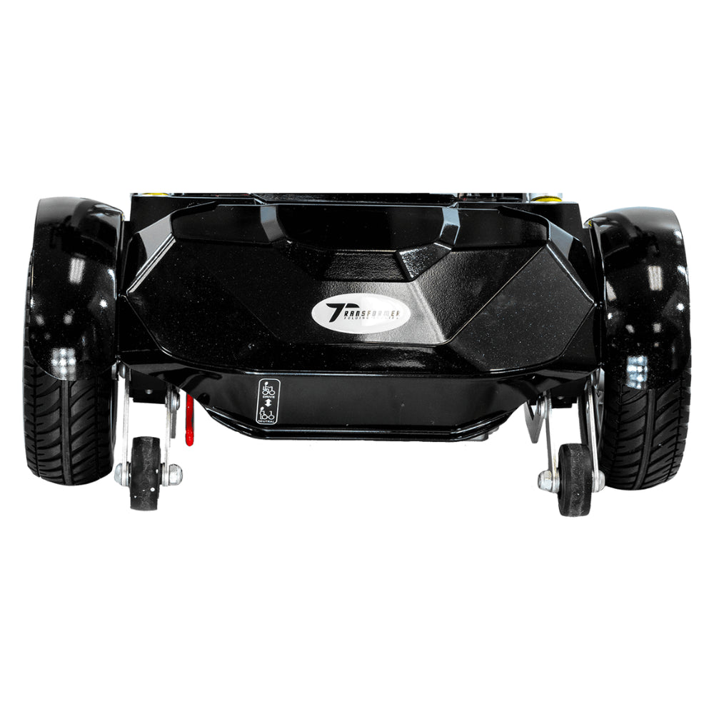 Enhance Mobility Transformer 2 S3026 Automatic Folding Mobility Scooter Black Back Wheel View
