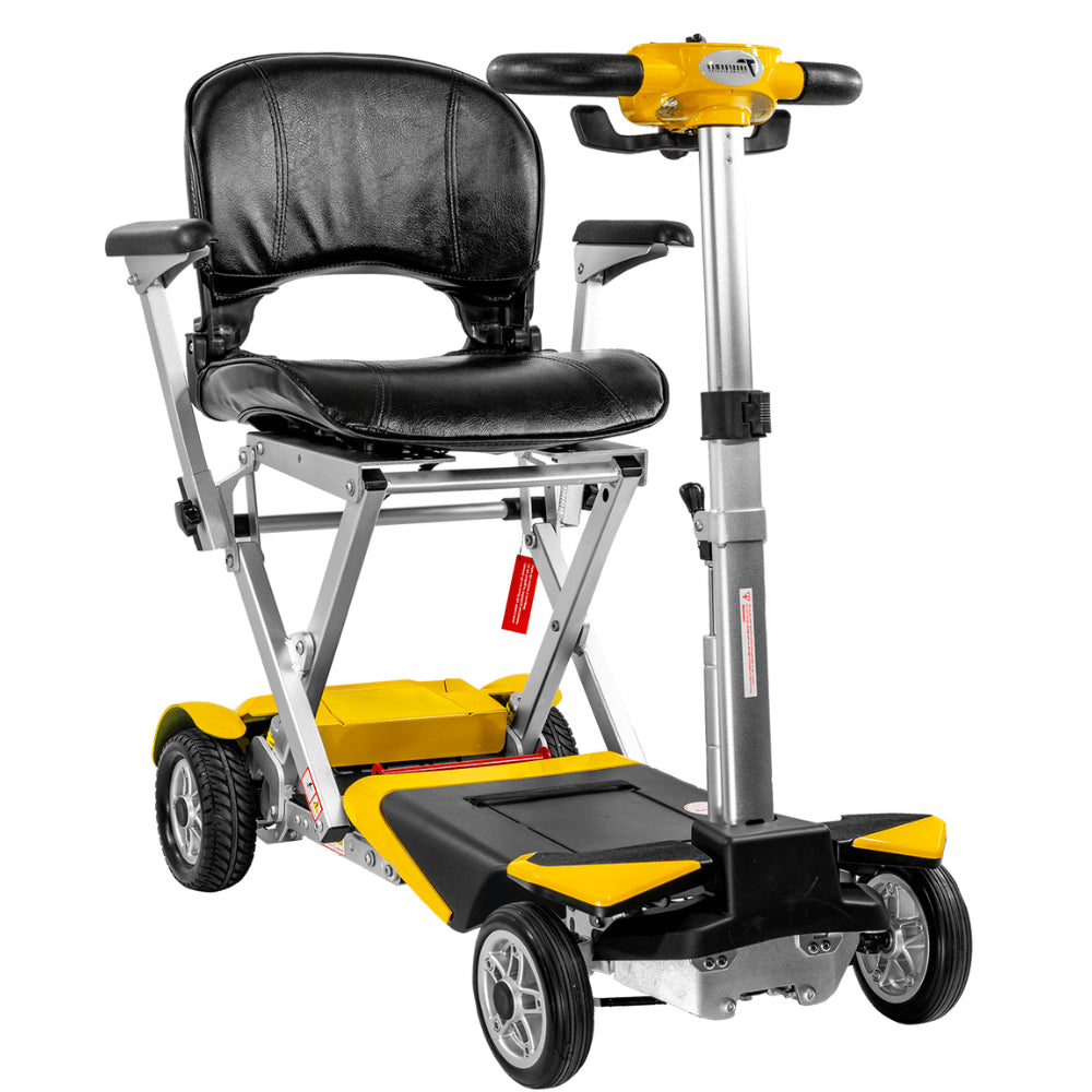 Enhance Mobility Transformer 2 S3026 Automatic Folding Mobility Scooter Yellow Angled View