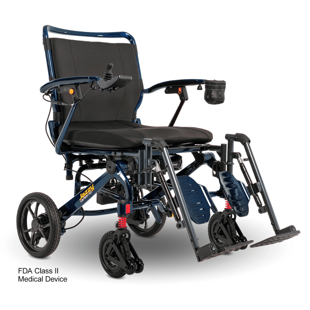 Pride Jazzy Carbon HD power wheelchair Elevating Leg Rests in Night Sky