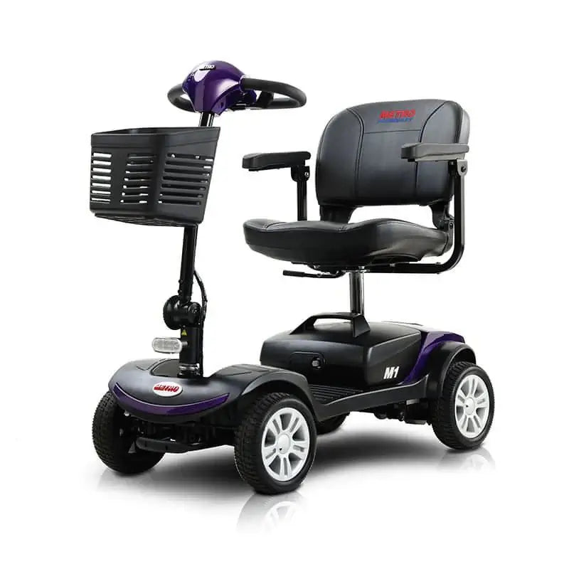Dark Purple Metro Mobility M1 Portable 4-Wheel Mobility Scooter - Angled View
