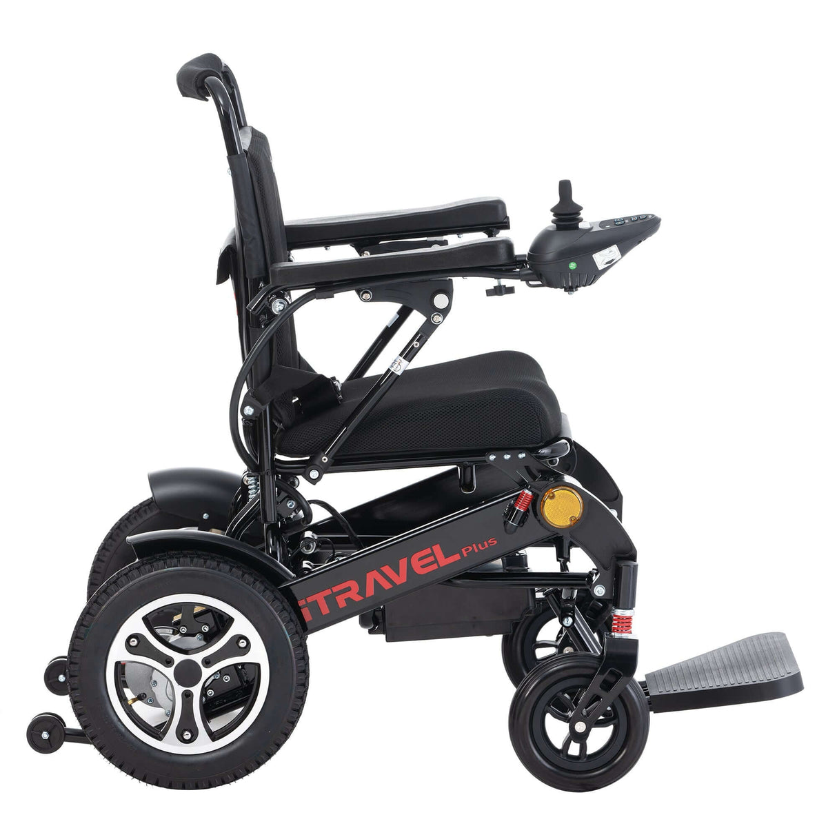 Black Metro Mobility iTravel Plus Power Wheelchair - Side View