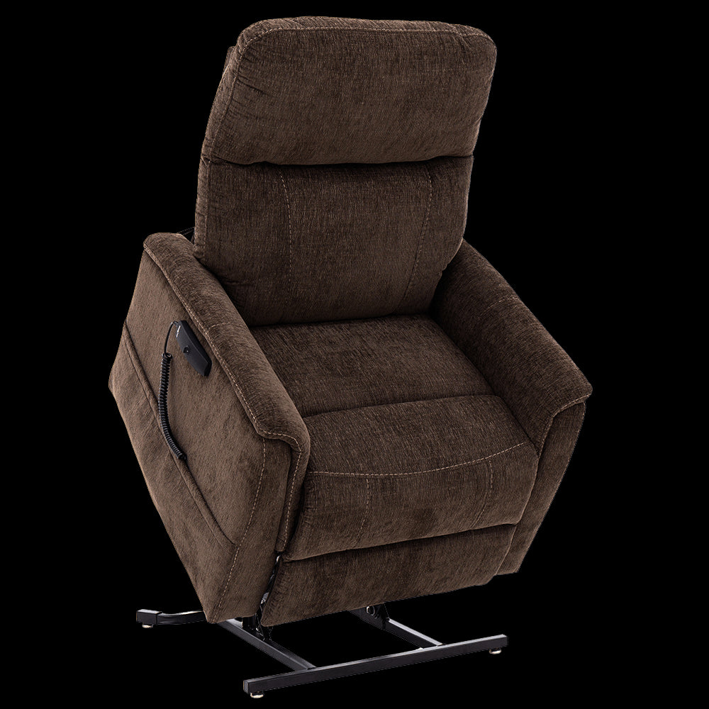 Latte Color Pride Sitting Pretty Lift Chair Genesis LC-150 - Lifted Position - Angled View
