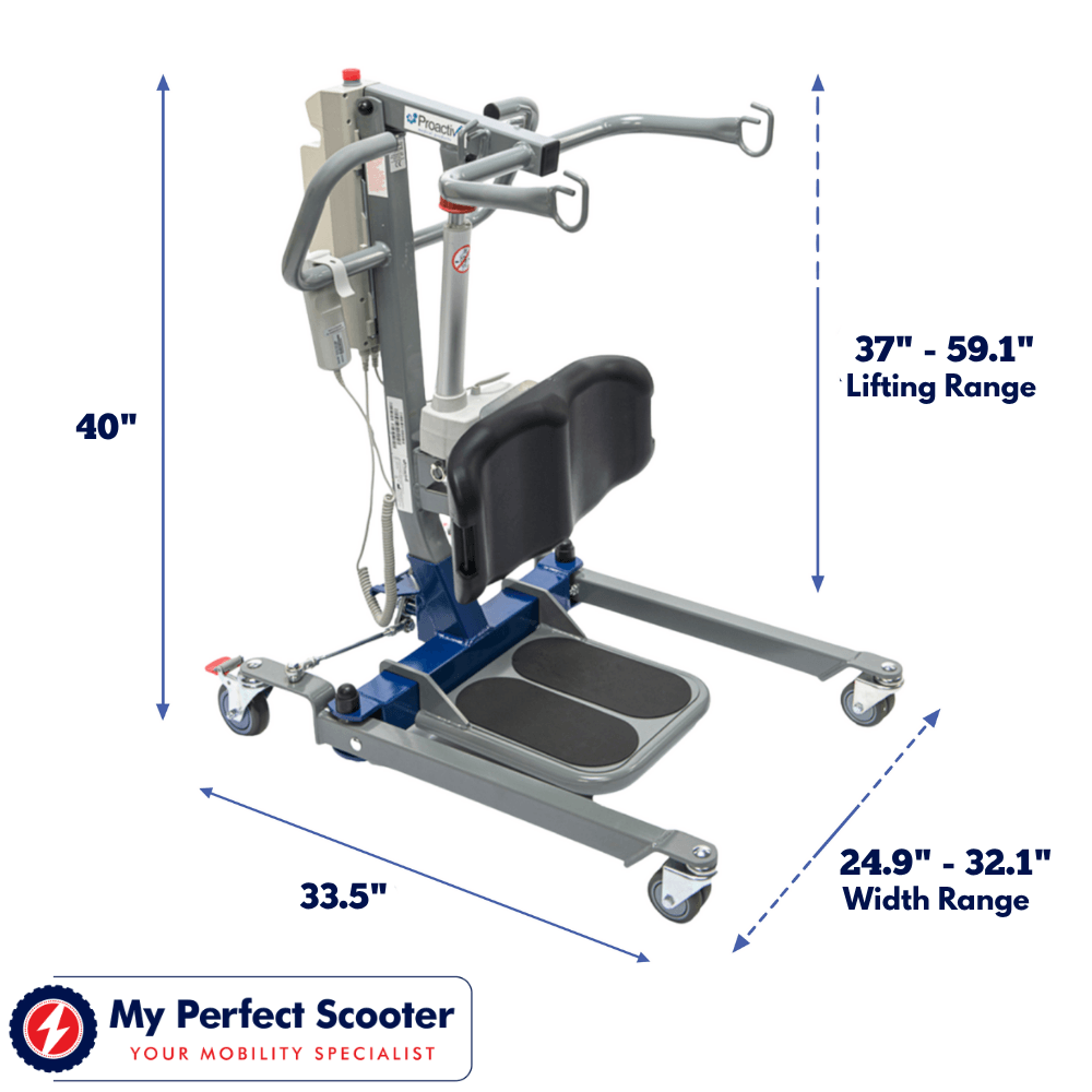 Protekt Sit-to-Stand Compact 500 Electric Lift - Dimensions