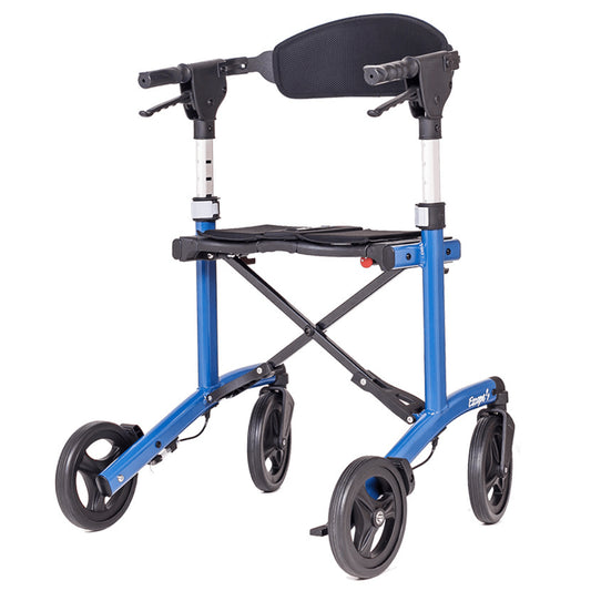 Red Blue Triumph Mobility Escape Adjustable Rollator - Angled View