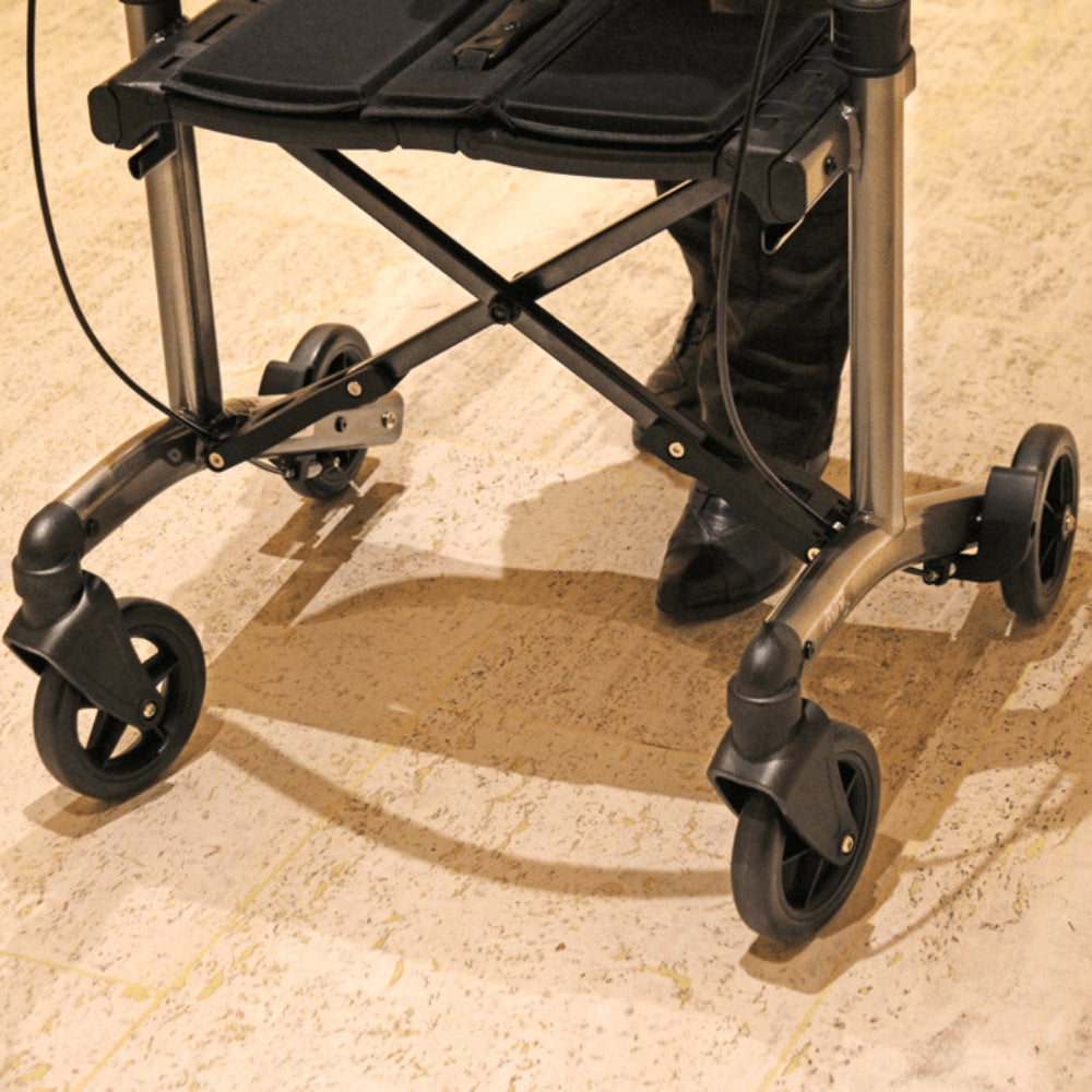 Triumph Mobility Escape Mini Compact Folding Rollator - Wheels Close-up View