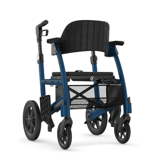 Midnight Blue Color Triumph Mobility Prestige All-in-one Rollator and Transport Chair - Angled View