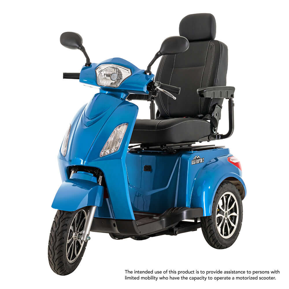 Candy Red Color Pride BAJA® Raptor 2 Outdoor 3-Wheel Scooter - Angled View