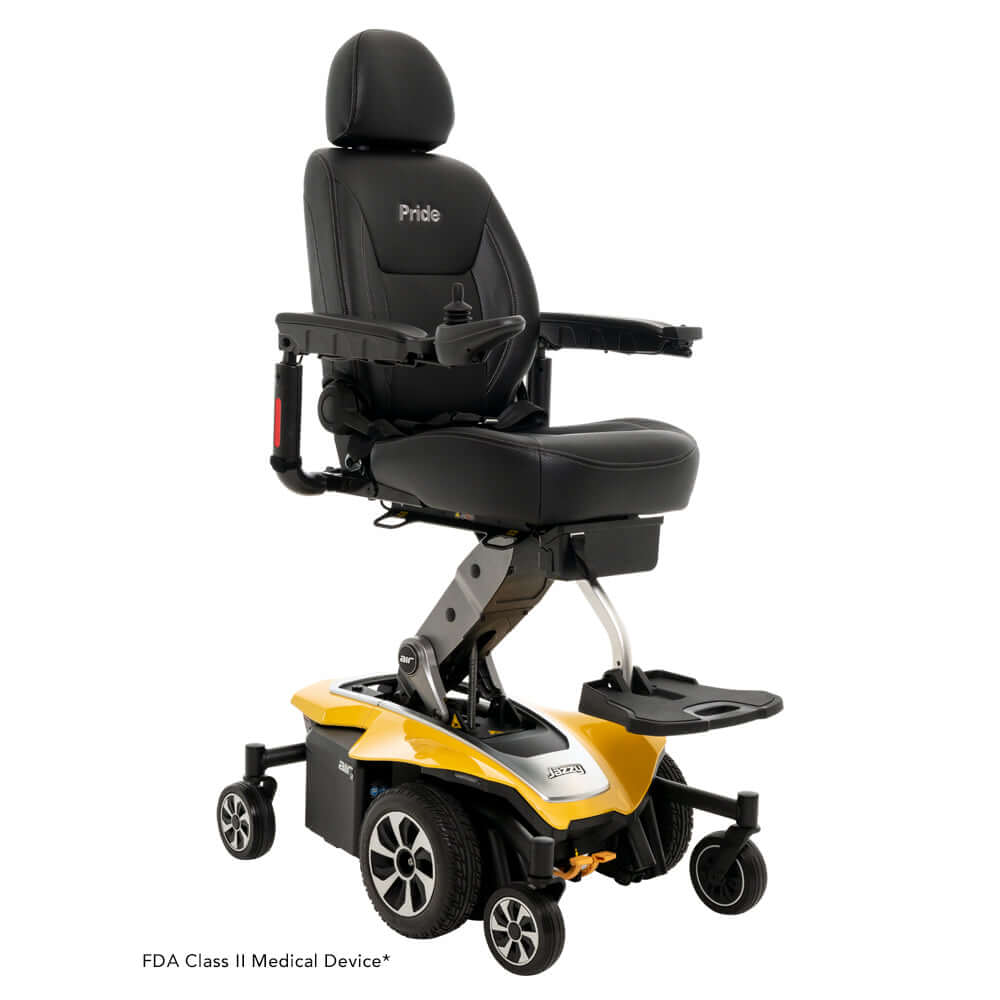 Citrine Yellow Color Pride Jazzy® Air 2 Elevating Power Wheelchair - Angled View