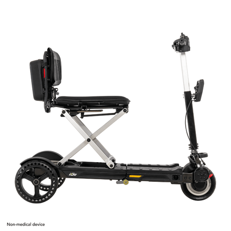Black Color Pride i-Go™ Lightweight Folding Travel Scooter - Side View