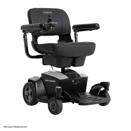 Pearl White Color Pride Go Chair® Portable Disassembling Power Wheelchair - Angled View