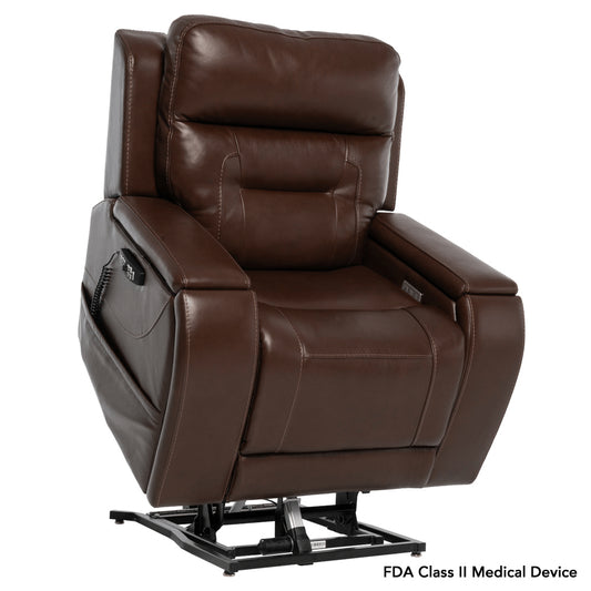 Coffee Color in Sorrento Leather Pride Mobility VivaLift!® Premier - Lifted Position