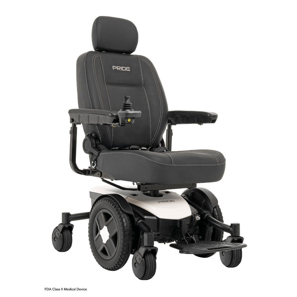 White Color Pride Jazzy® EVO 613 Narrow Powerchair - Angled View