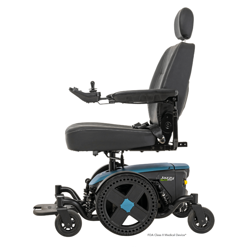 Iceberg Blue Color Pride Jazzy® EVO 614HD Heavy Duty Powerchair - Side View