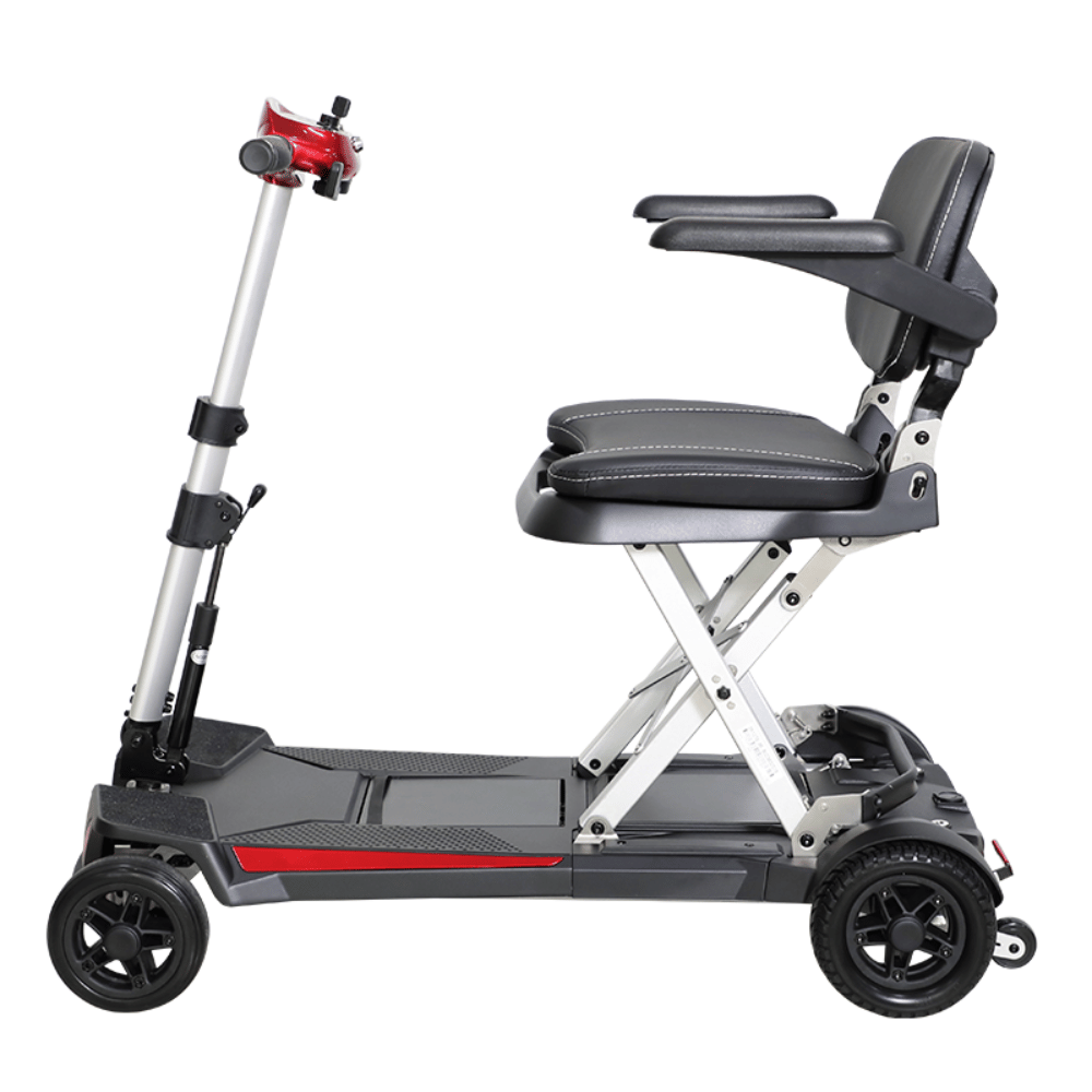 Enhance Mobility MobiFree Folding Mobility Scooter in Red Color - Side View