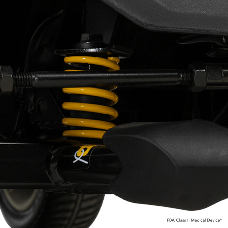 Red Color Pride Go Go® Endurance Li Mobility Scooter - Close-up View of the Suspension