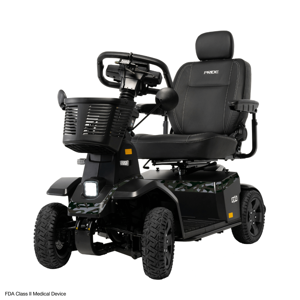 Jungle Camo Color Pride PX4 All Terrain Mobility Scooter - Angled View