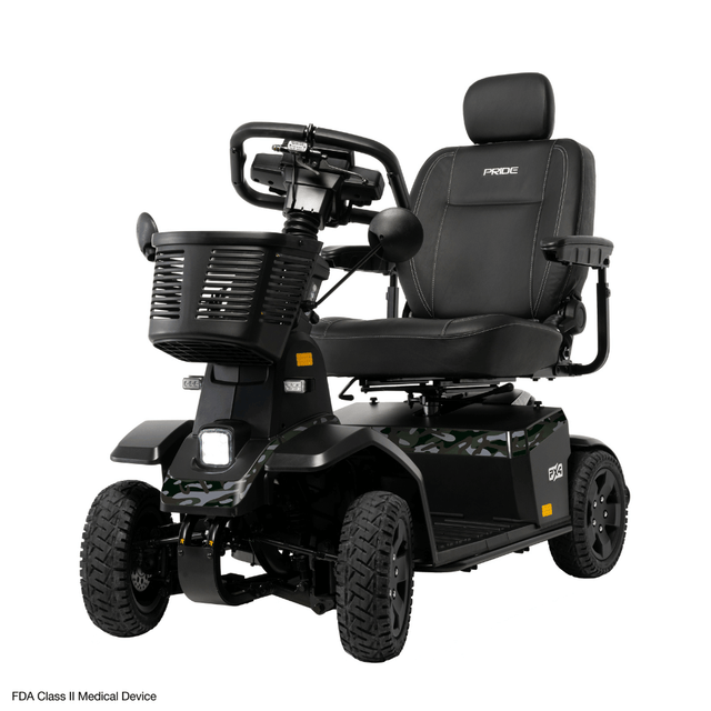 Jungle Camo Color Pride PX4 All Terrain Mobility Scooter - Angled View