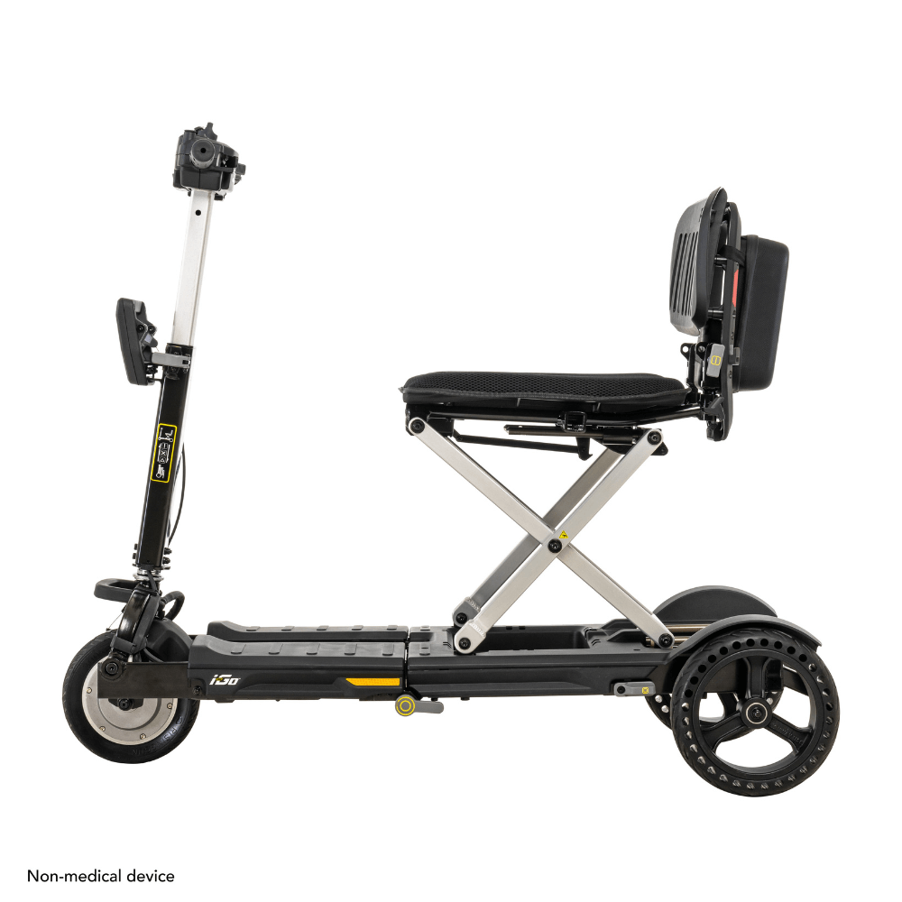 Black Color Pride i-Go™ Lightweight Folding Travel Scooter - Side View
