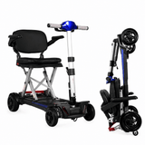Enhance Mobility MobiFree Folding Mobility Scooter in Red Color - Folded and angled view