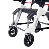 Enhance Mobility Roamate 3-in-1 Power Rollator in white color - Front Wheel Closeup View