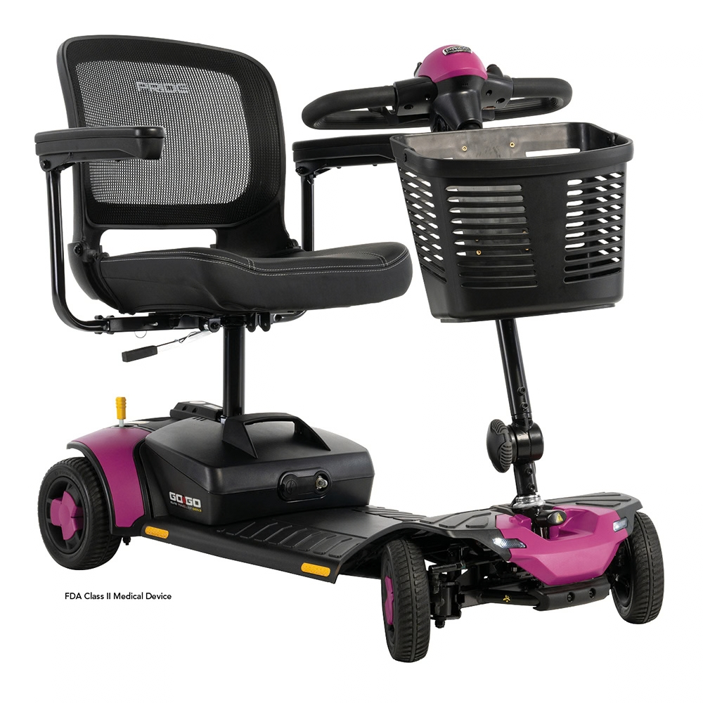 Pride Go Go Elite Traveller® Gen 3 4-Wheel Mobility Scooter in Sugar Plum - Angled View