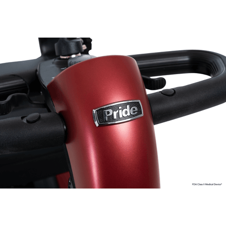 Red Color Pride Go Go® Endurance Li Mobility Scooter - Close-up View of the Tiller
