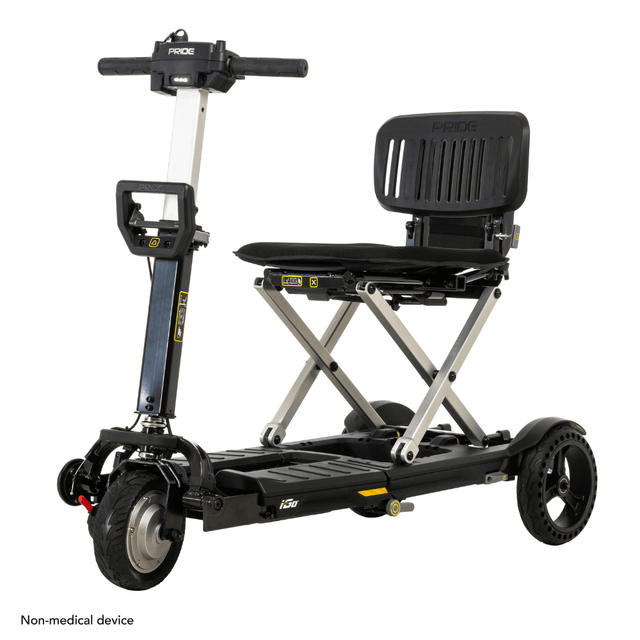 Black Color Pride i-Go™ Lightweight Folding Travel Scooter - Angled View
