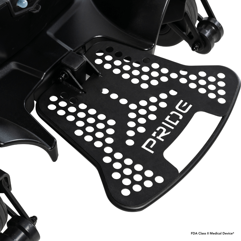 Pride Go Chair® MED Portable Power Wheelchair Closeup View of the Footrest