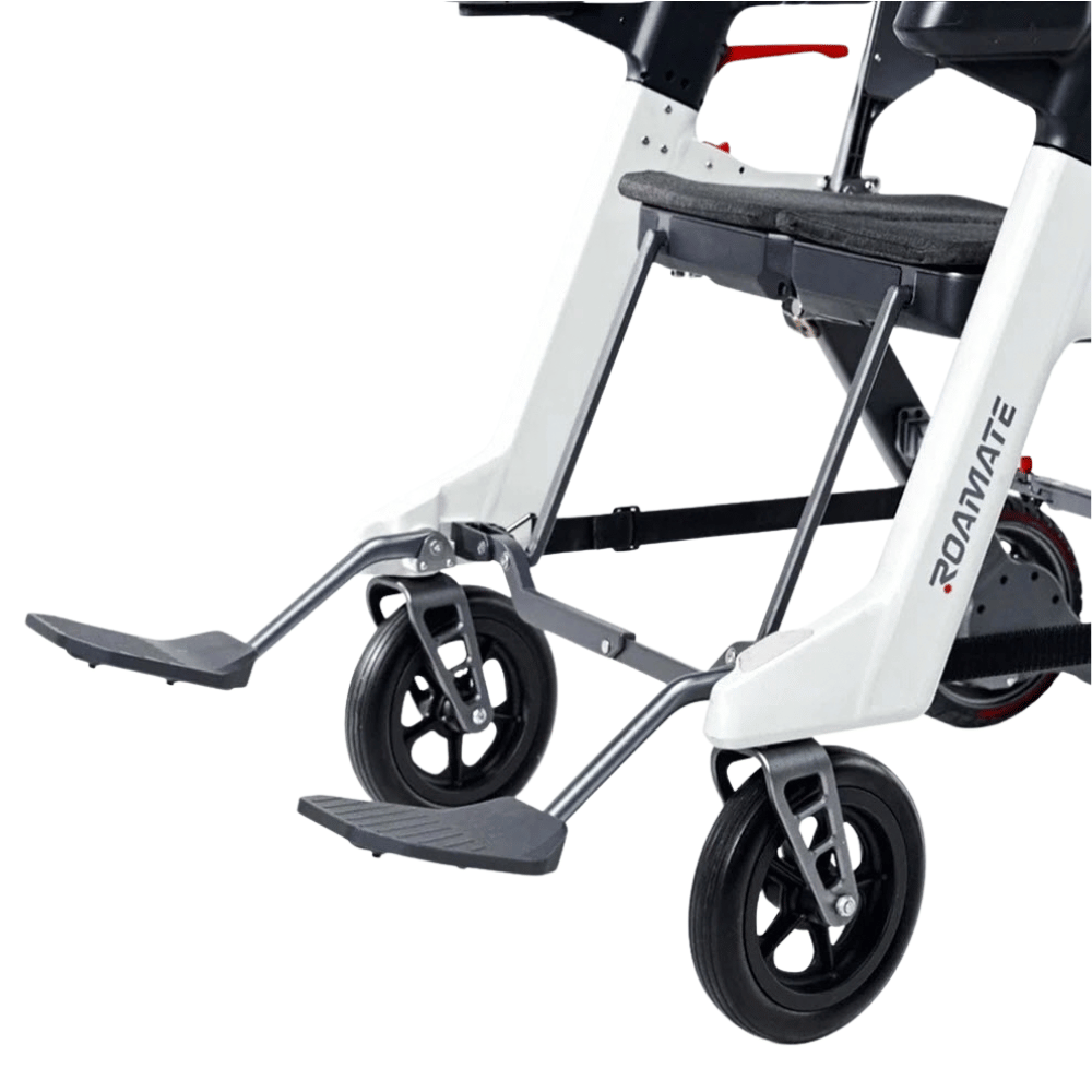Enhance Mobility Roamate 3-in-1 Power Rollator in white color - Footrest Closeup View