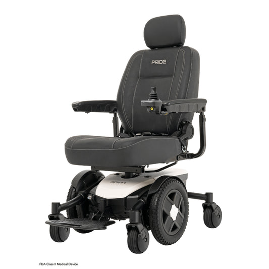 White Color Pride Jazzy® EVO 613 Narrow Powerchair - Angled View