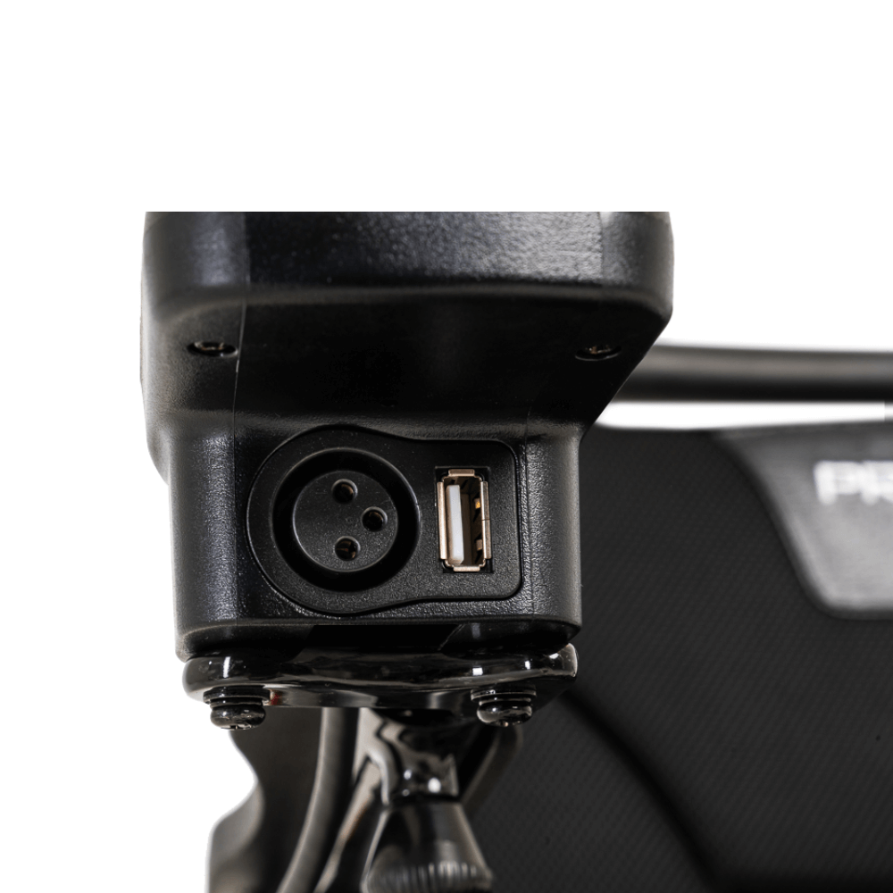  Pride Jazzy Carbon Lightweight Power Wheelchair Close-up View of the Charging Port