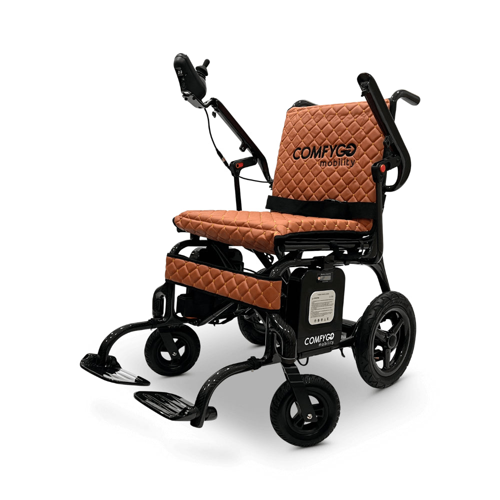 Taba Textile ComfyGO Phoenix Carbon Fiber Lightweight Electric Wheelchair - Angled View