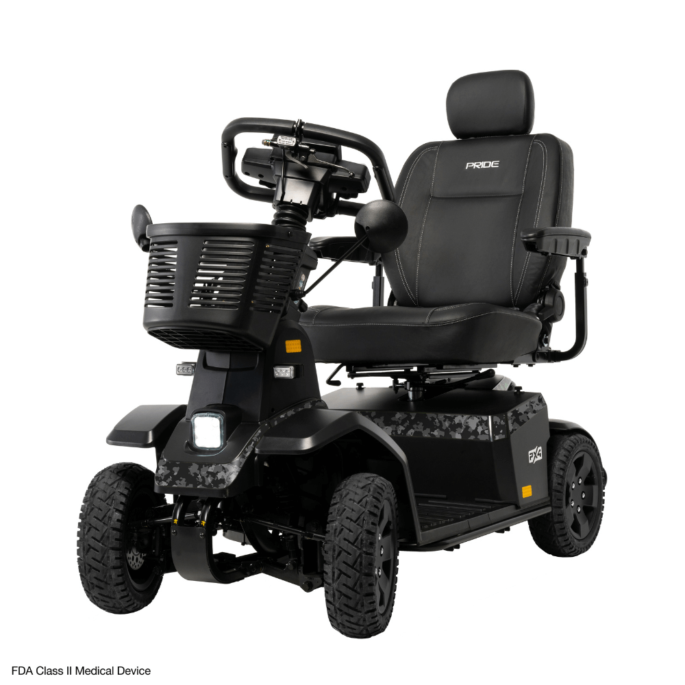 Black Camo Color Pride PX4 All Terrain Mobility Scooter - Angled View
